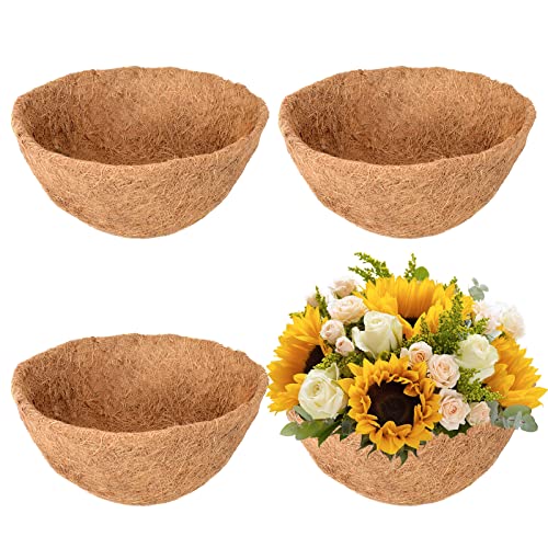 Legigo 4 Pack 20 Inch Hanging Basket Coco Liners Replacement 100% Natural Round Coconut Coco Fiber Planter Basket Liners for Hanging Basket Flowers/Vegetables