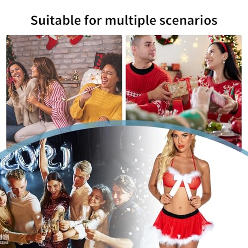 Fecadou Fantasia sexy de Papai Noel, roupas sexy de Natal para mulheres,Conjuntos de lingerie de Nat