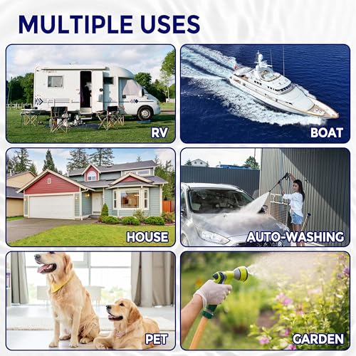 Image of 15ft RV Water Hose - Drinking Water Hose Contains No Lead, No BPA - Flexible Leak-Free Design - Upgrade Strain Relief Ends - 5 /8 inch Inside Diameter