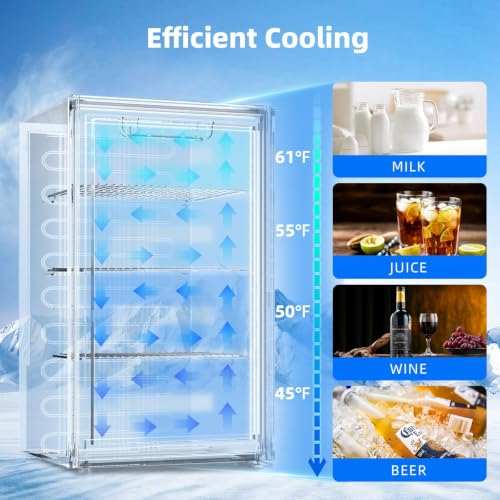 Image of Antarctic Star mini fridge -130 can beverage refrigerator cooler glass door for soda beer or wine, small drink dispenser for home, office bar 3.2cu.ft
