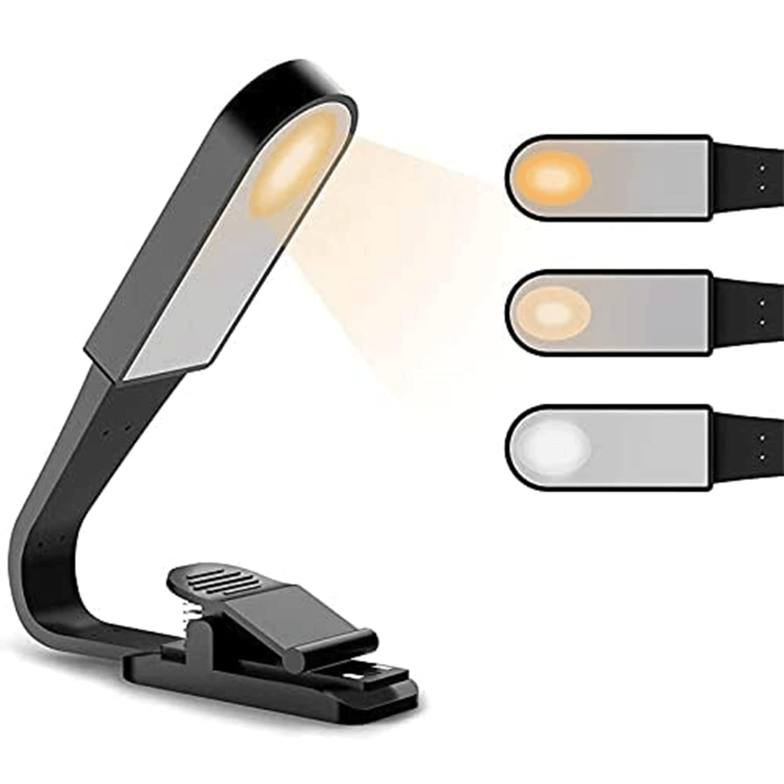 Luce Notturna Lampada da scrivania Nera, Luce da Lettura a LED Ricaricabile Tramite USB con sensore tattile, Clip Flessibile sulla Luce del Libro per la Lettura a Letto Luce di Lettura