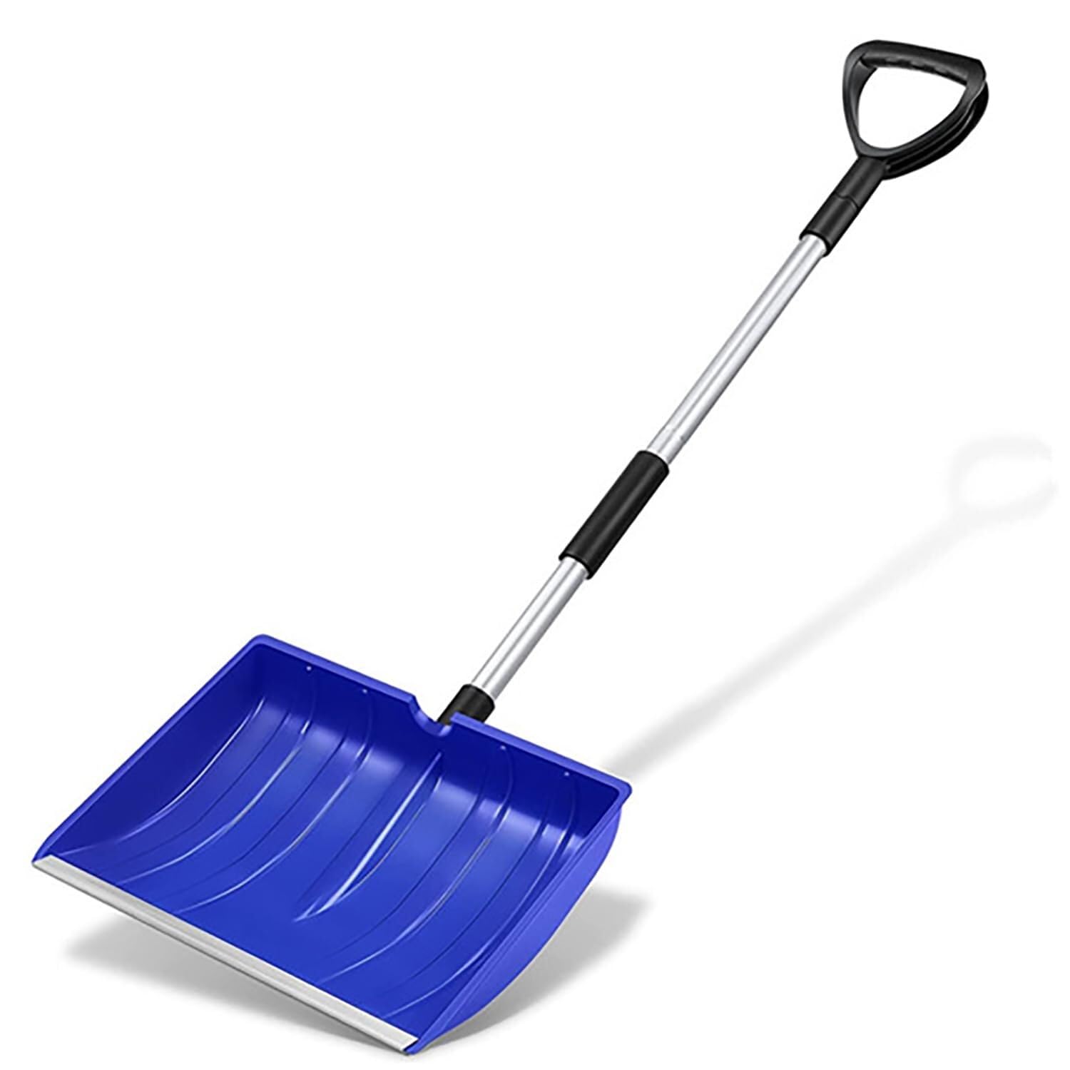 Pala de nieve desmontable de aluminio, herramienta eficiente para coche, camping y jardín, para quitar nieve, arena y barro, tubo extraíble y mango en forma de D, duradera y versátil (azul)