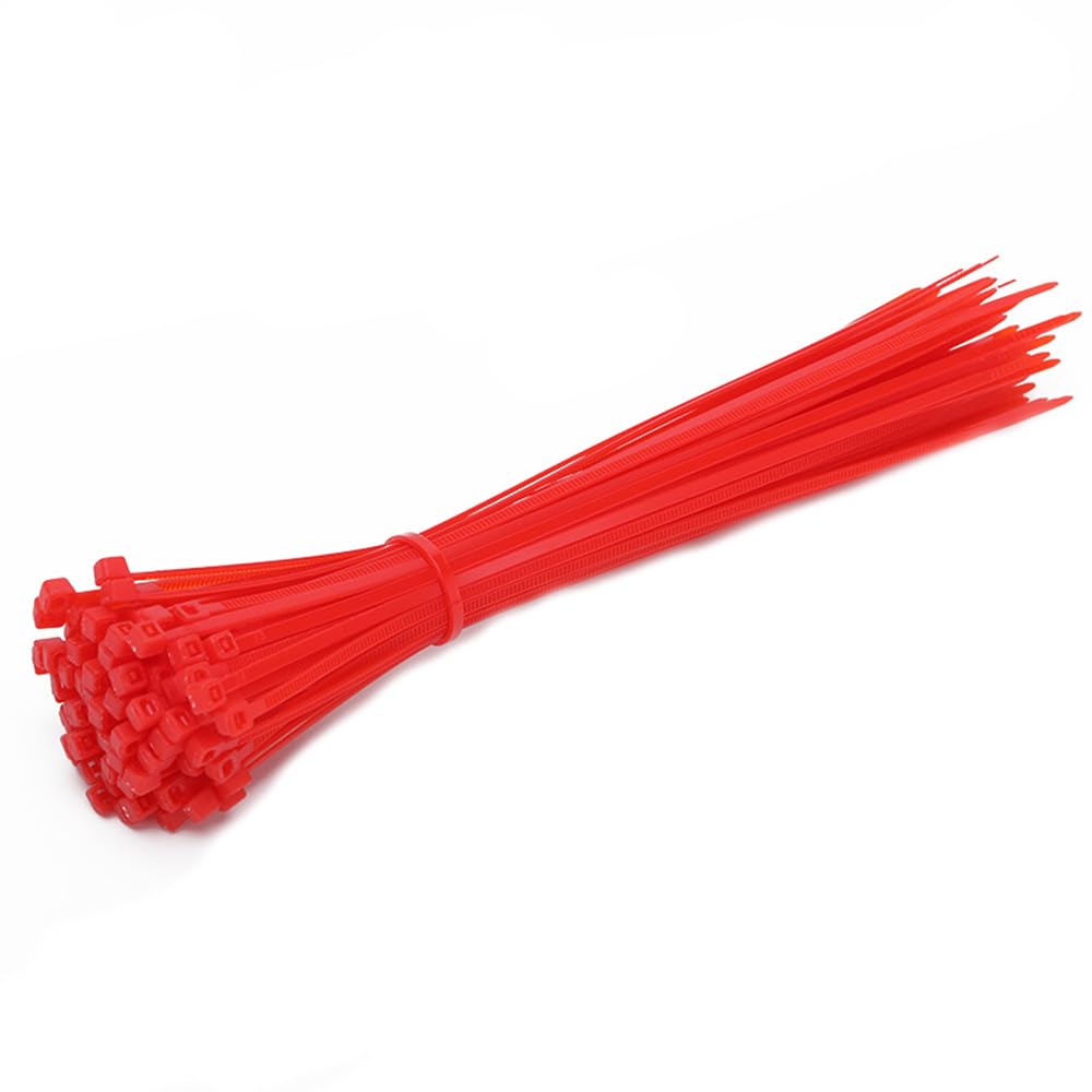 Lot de 250 serre-câbles rouges - 400 x 4,6 mm - En plastique - Organisateur de câbles - Cravates - Auto-bloquants - Résistant aux UV - Résistant à la chaleur - Pour jardin, maison, ateliers