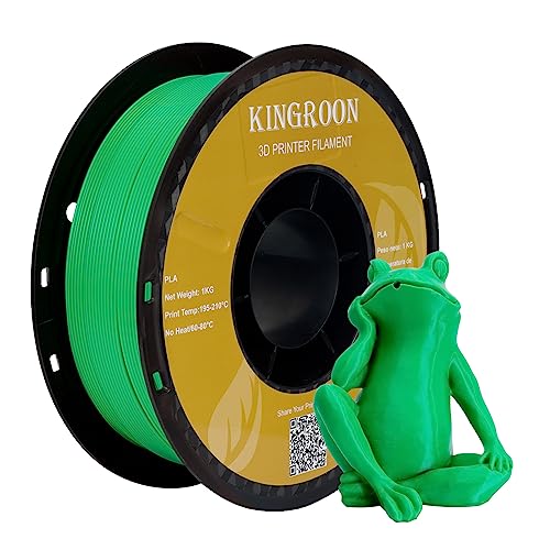 Kingroon PLA Filament 1.75mm for 3D Printer Filament 3D Printing Materials 1KG 3D Filament Dimensional Accuracy +/- 0.03 mm 3D Printer Filament PLA with Spool Wound Neatly Green