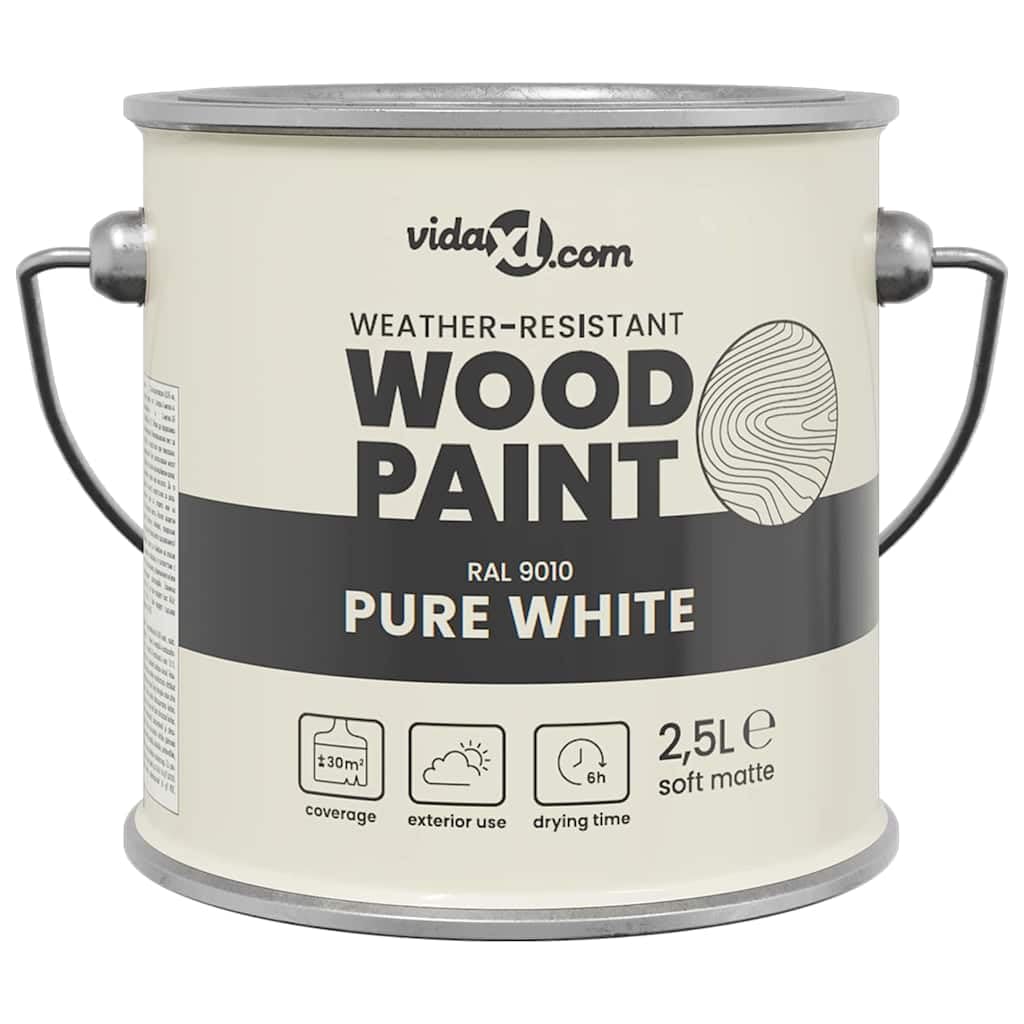 Vernice per legno bianco, 2,5 l, per esterni, resistente alle intemperie, per mobili da giardino, recinzioni e terrazze, ad asciugatura rapida, coprente