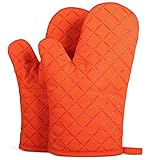 Rinimie 断熱オーブンミトン 鍋つかみ 耐熱 クッキング 滑り止め 厚手 左右兼用 手保護 熱くない 安全 電子レンジ 調理用 キッチン 着脱簡単 洗濯可能 耐熱温度250℃ 2枚セット（オレンジ）