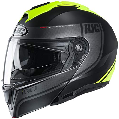 HJC Helmets i90 Helmet - Davan (X-Large) (Black/HI-VIZ)