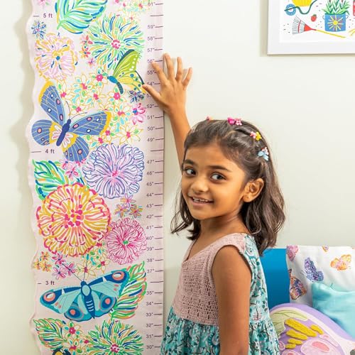 Image of ZOOKEEPER Height Chart for Kids (19 inch-72 inch) Premium Flutter Bloom Durable Cotton Wall Hanging Growth Measuring Ruler for Baby Room, Nursery and Playroom Cute Home Wall Decor and Perfect Gift for Boys and Girls