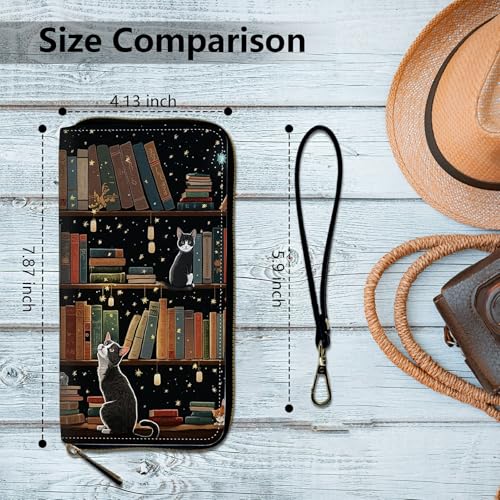 Women's Clutch Purse with Wrist Strap, Slim PU Leather Cell Phone Wallet Large Capacity2