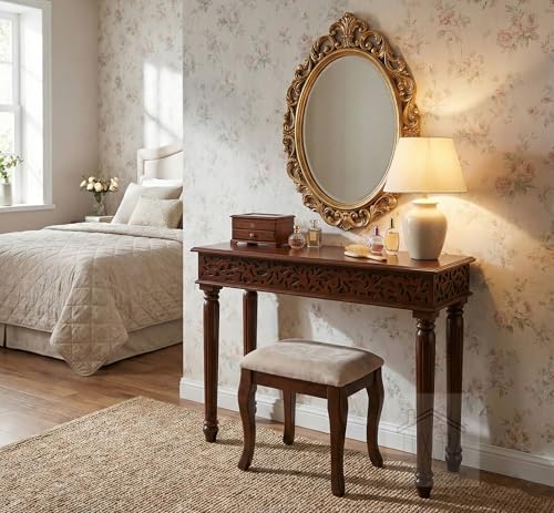 Image of Solid Wood Side Tables Console Sofa Tables End Table /Coffee Snack Console Table for Living Room, Hallway (Walnut Brown)