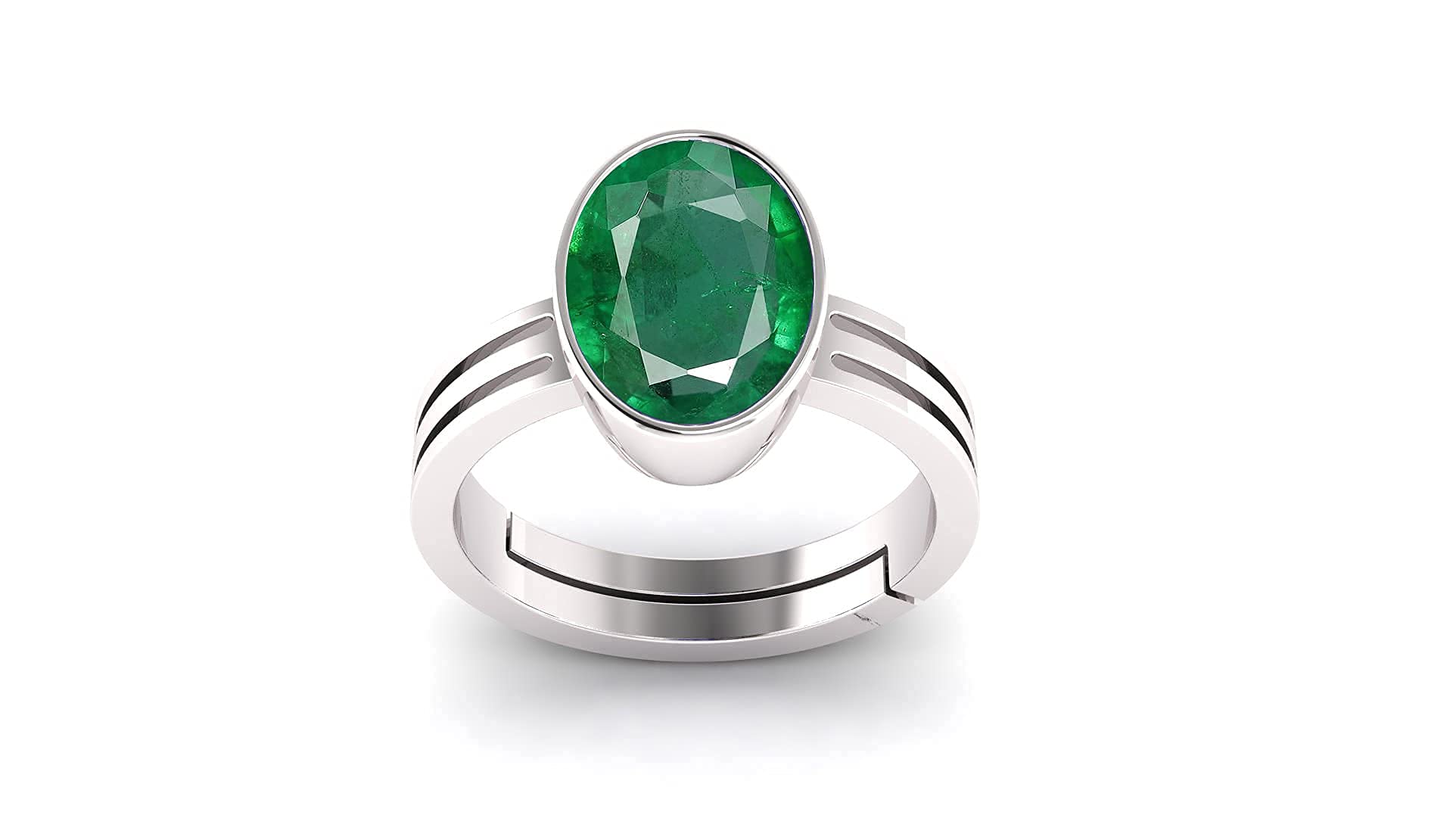 11.25 Ratti 10.50 Carat Certified Precious Emerald Ring Adjustable Panna Gemstone Silver Ring Astrological Purpose for Men and Women (KLM0173)-image-45