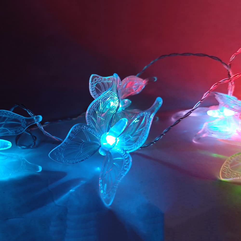12 x Solar-Party-Garten-Lichterkette "Schmetterlinge" 24x LEDs, inklusive 1x Batterie, Fenster-Baum-Zaun-Dekorations-Beleuchtung (Schmetterling farbwechselndnd)