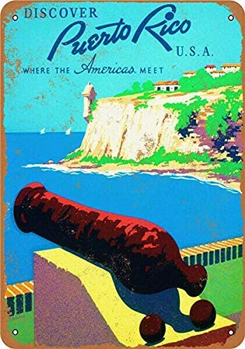 metal vintage tin sign decor puerto rico travel tin sign poster vintage metal signs for bar music club man cave room wall decor 5.5x8 inch