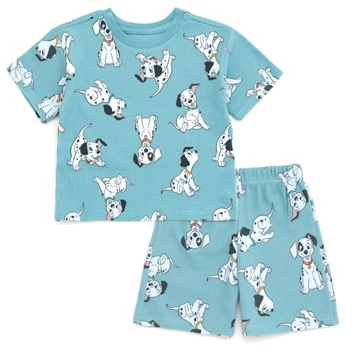 Image of Disney Boys' 2-Piece Tee and Shorts Set for Baby & Kids | Elastic Waistband Shorts, Soft Waffle Knit, Machine Washable