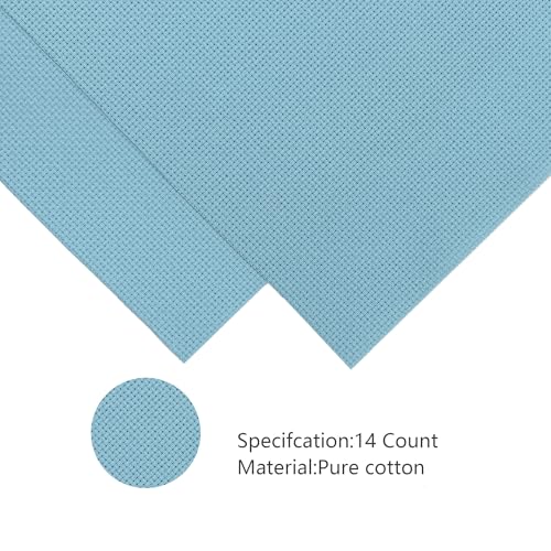 Image of 14CT Aida Cloth - 30x35 Inch Cross Stitch Fabric for Embroidery, Pre-Cut Needlework Material, Acid-Free, Durable Weave(Light Blue)