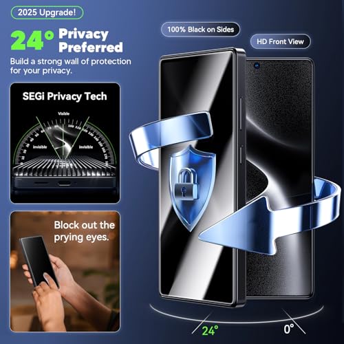 Image of WSKEN for Samsung Galaxy S25 Ultra Privacy Screen Protector - [24 Anti-Spy] [0.02s Fingerprint Unlock] [Auto Dust Remove] [Zero Bubble] Top Durable 9H+ Tempered Glass Case Friendly, 2 Pack | 24 Anti-Spy