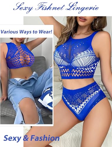 Image of Avidlove Womens Fishnet Lingerie for Women Sexy Two Piece Lingerie Set Stripper Outfit