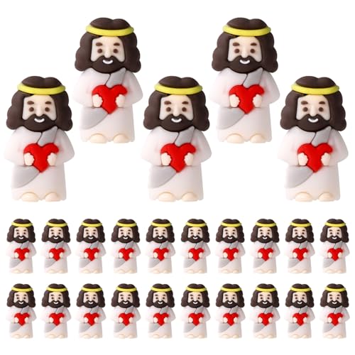 Lyreh 25stk Miniatur Jesus Statue mit Rotem Herz, PVC-Material Oster Miniatur Mini Valentinstag Jesus Statue für Ostern Valentinstag Gastgeschenk und Dekoration(Weiß) Lyreh 25stk Miniatur Jesus Statue mit Rotem Herz, PVC-Material Oster Miniatur Mini Valentinstag Jesus Statue für Ostern Valentinstag Gastgeschenk und Dekoration(Weiß)