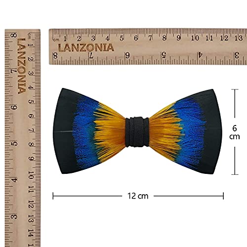 Image of Feather Bow Ties for Men Original Luxury Elegant Wedding Bow Tie Pre-Tied Handmade Mens Bowties for Tuxedo