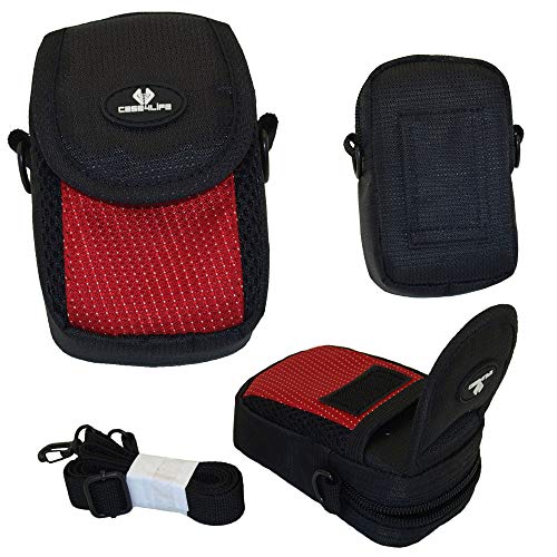 Case4Life Negro/Rojo cámara compacta Funda Bolsa para Canon Powershot + Elph A, SX, S Serie Inc S120, S200, A3500, SX610 HS, SX620 HS, SX240 HS, SX280 HS, A1400, A2400 IS