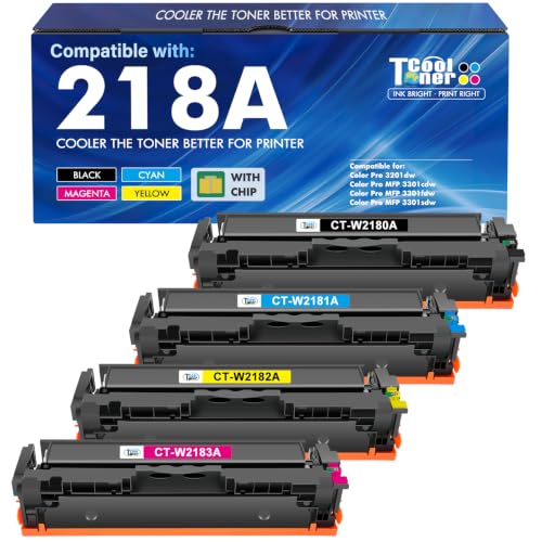 218A Toner Cartridges 4 Pack for HP 218A Toner 218X 218 MFP 3301fdw 3201dw