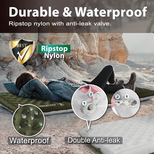 Image of TREKOLOGY Sleeping Pad for Camping- Ultra-Lightweight, 4 inch Thick Camping Mat with 7.2 R-Value for All Seasons (Green)