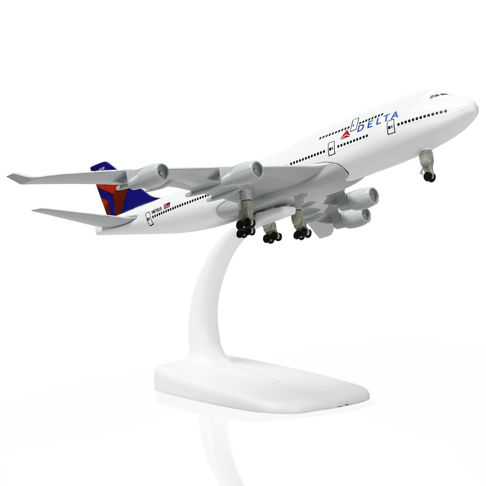 1/300 Metal Plane Model for Delta 747 for Boeing 747 Model Aircraft with Stand (7.5 Inch Long) Exhibition Decoration for Aviation Enthusiasts