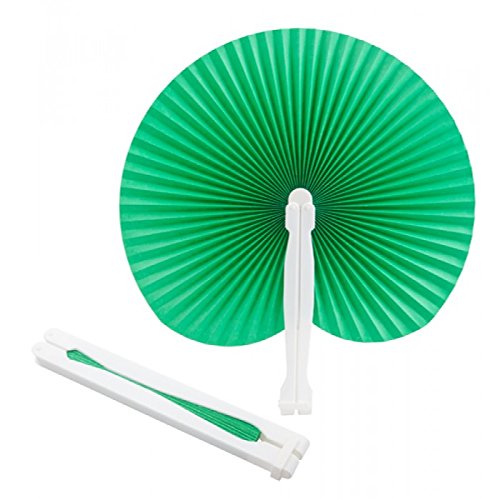 30pz Ventagli Vari Colori Plastica Carta Segnaposto Chiesa Bomboniere (VERDE)