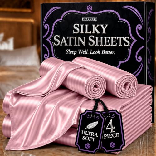 Image of DECOLURE Satin Sheets Full Size | Softer Than Silk | Luxury 4 Pc Bed Set