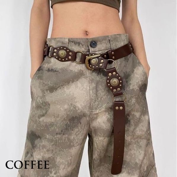 Vanrose Jan Womens Y2K Belt PU Leather Buckle Hollow Hoop Bohemian Belts3