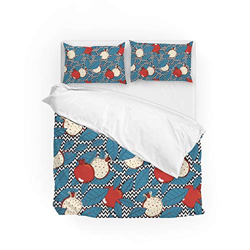 Linge de lit anti-plis housse de couette imprimé grenade et graines 3 pièces polyester - 2