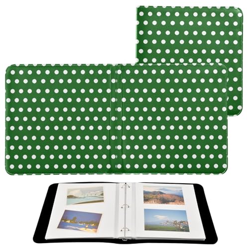 Álbum de fotos adhesivo auto DIY Scrapbook Álbum con lunares verde blanco de 3 anillos 40 páginas 8x10 para memoria miniatura 2