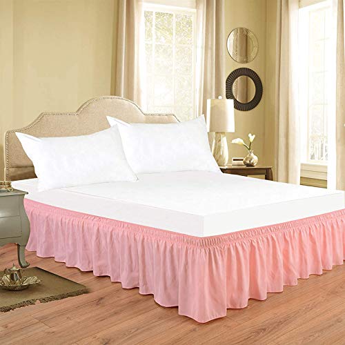 Light Pink Bed Skirt Wrap Around 600Microfiber with Easy Fit with 19''' Inch Tailored Drop - Shrinkage and Fade Resistant with Microfiber 19'' Bed Skirt-image-22