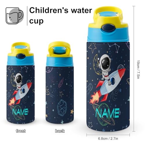 Custom Kids Backpack for Boys Girls Personalized Add Text Name Rocket Planet Astronaut Water Bottle Bookbags Customized School 2 Set Backpack3
