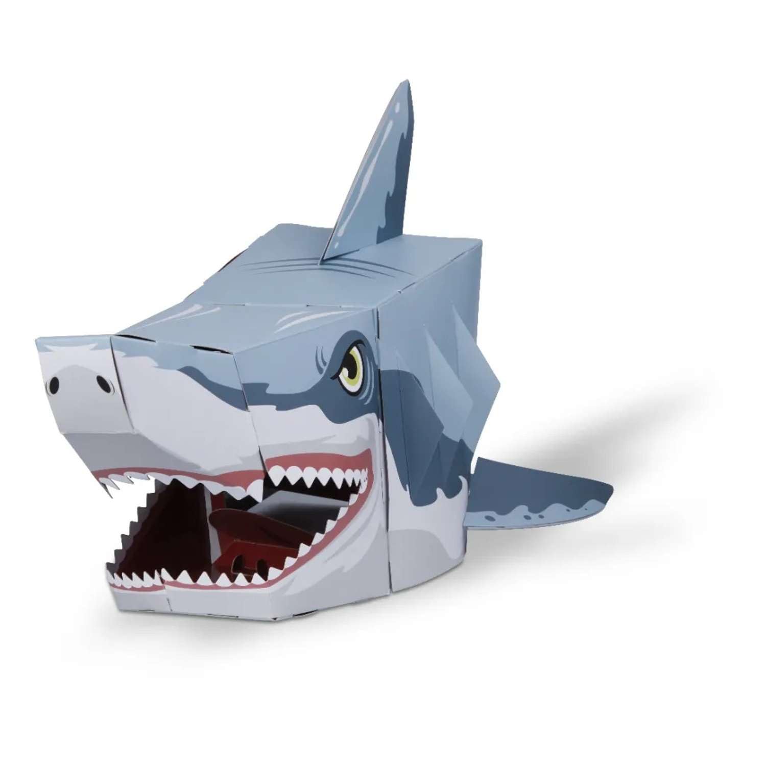 Fiesta Crafts 3D Shark Mask Kit - Colourful & Easy to Assemble Shark Head Costume - Complete Arts and Crafts Set to Improve Motor Skills, Creativity, & Imagination - Fits Kids & Adult Heads