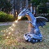 Yardancer Dragon Solar Garden Statues Outdoor Decoration with LED Light Strings,Dragon Figurine Solar Lights Lawn DΓ©cor,Outside Statue Ornament for Patio, Balcony, Yard,Unique Gifts for Mom Grandma