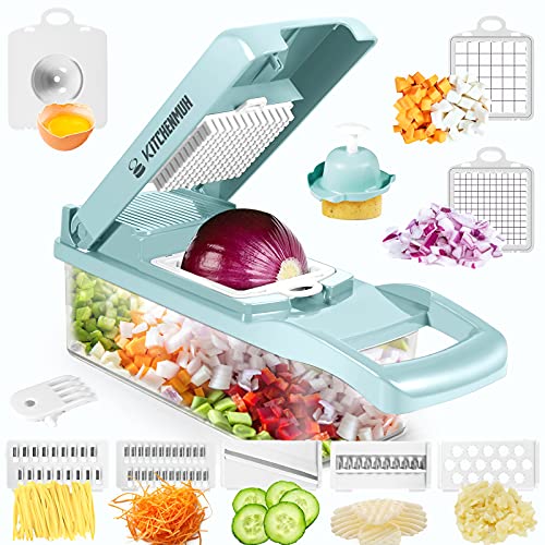 Mandoline Slicer, Vegetable Chopper, Pro Food Chopper Vegetable Cutter and Dicers, Onion Chopper with Container, Vegetable Slicer and Chopper for Kitchen - 7 Blades