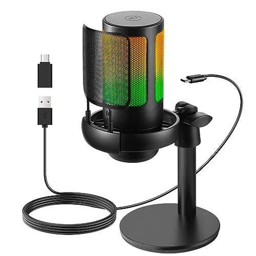 Amazon.co.jp: FerBuee PCマイク USB ゲーム マイク RGBライト