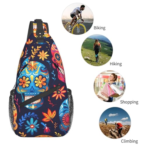 Morral cruzado unisex patrón calavera colorida ligero miniatura 6