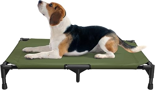 Miniatura 11 de Love&go Cama Elevada para Perros con Marco de Metal, Catre Elevado Refrescante para Mascotas para Perros y Gatos (Pequeño-18.5x18.5x5.5 pulgadas, S