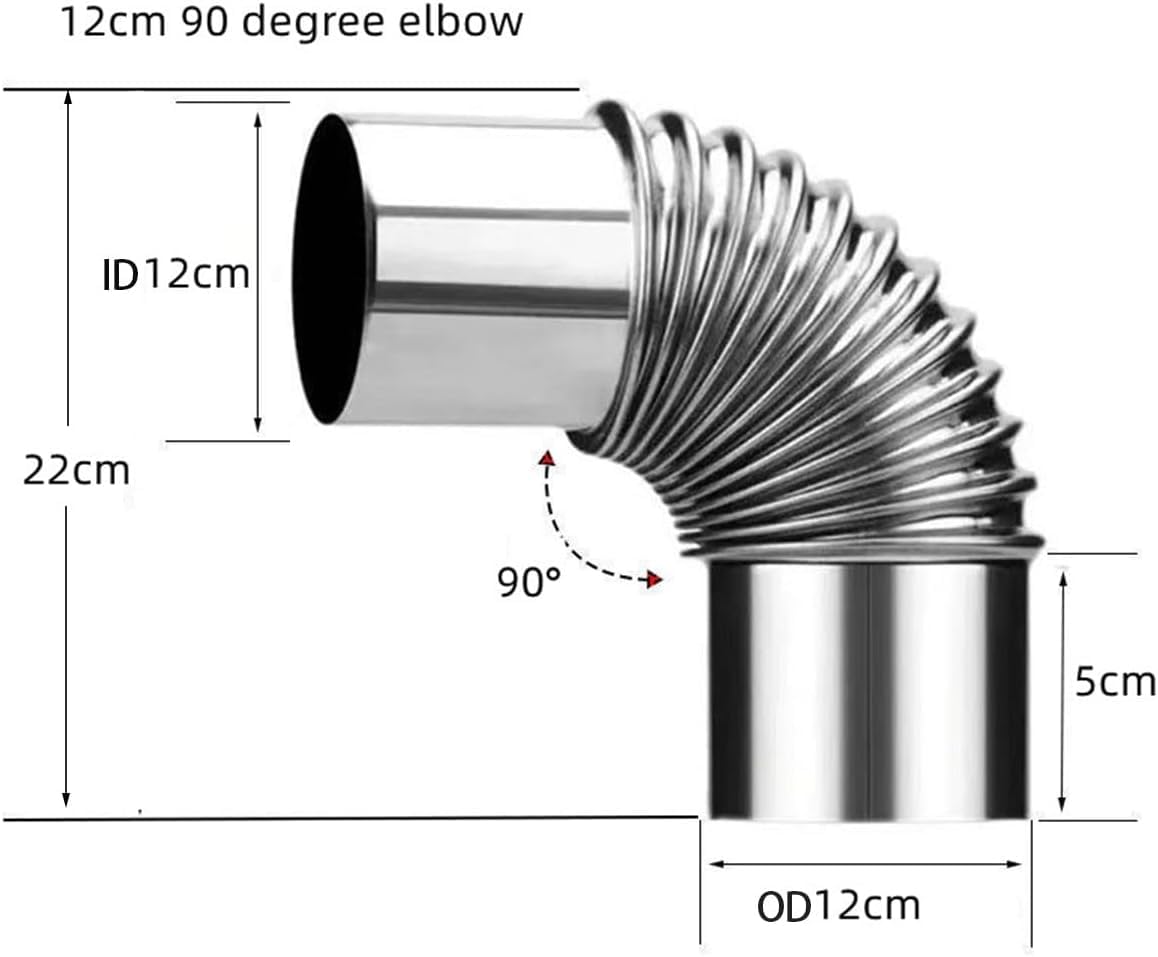 Rura Kominowa Kolano 90°, Komin Ze Stali Nierdzewnej Do Pieca Na Drewno, żaroodporna Rura Przedłużająca Piec Do Pieca Opalanego Drewnem, 120mm