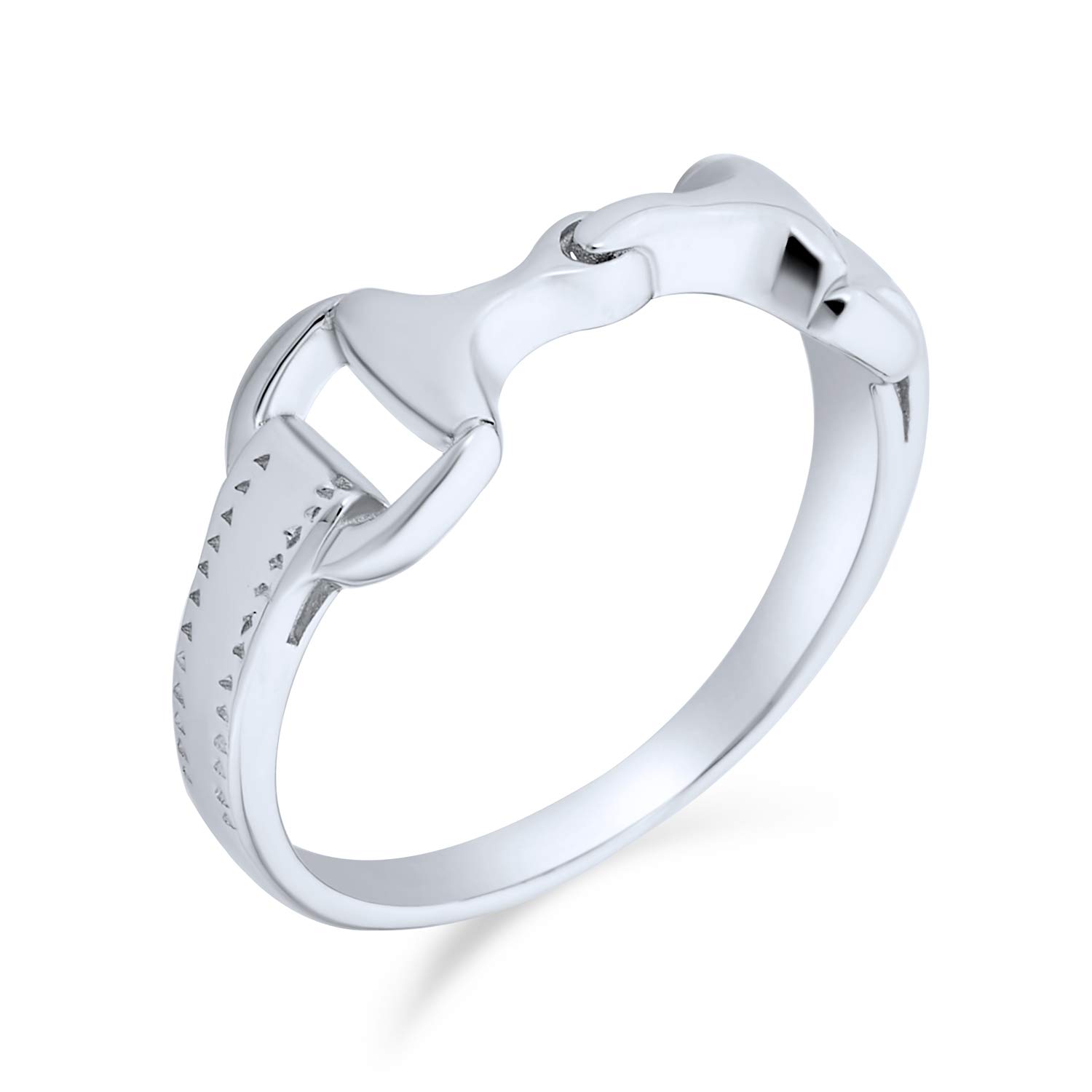 Personalizzare Cowgirl Equestrian Lover doppio cavallo Snaffle Bit Band Ring Gioielli occidentali per le donne adolescenti Placcato oro giallo 14K .925 Sterling Silver Personalizzabile