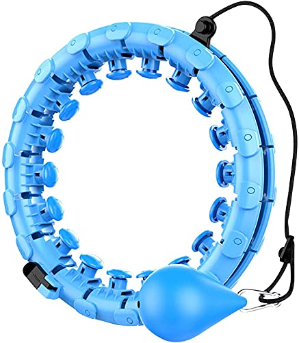 actoper Smart Weighted Hula Hoop, Fitness Hula Hoop, Massage Weighted Hula Hoop,2 in 1 Abdomen Fitness Weight Loss Massage, Non-Fall Hula Hoops, Adjustable Size, 24 Detachable Knots (Blue)