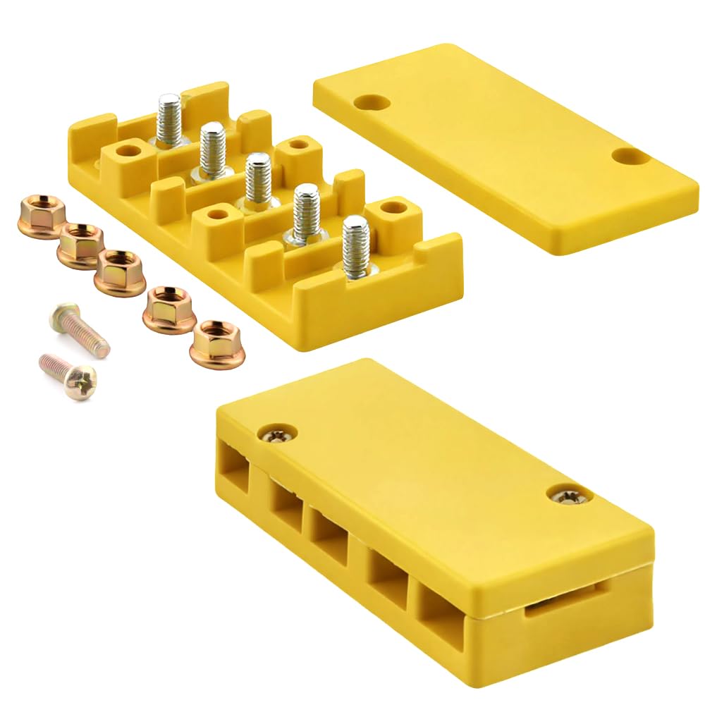 2 Pcs Electric Bike Connection Box, Insulation Phase Battery Wire Connector 5 Post Junction Box, for E Bike(Yellow)