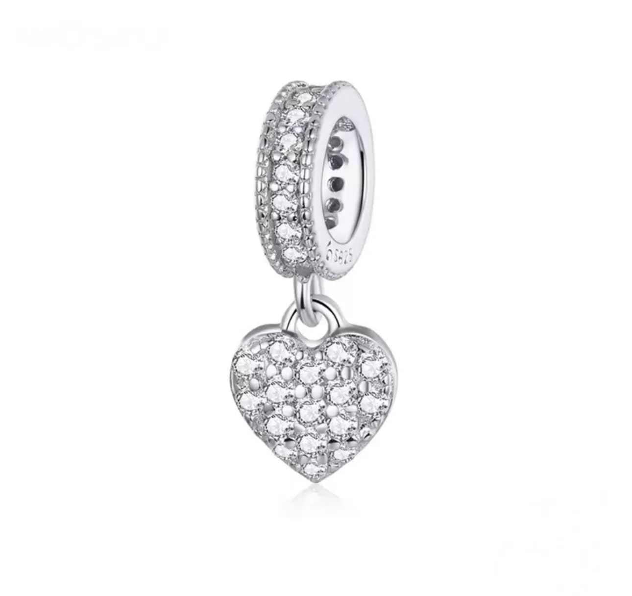 Dije colgante corazón pequeño plata 925 compatible con pulsera charms 6