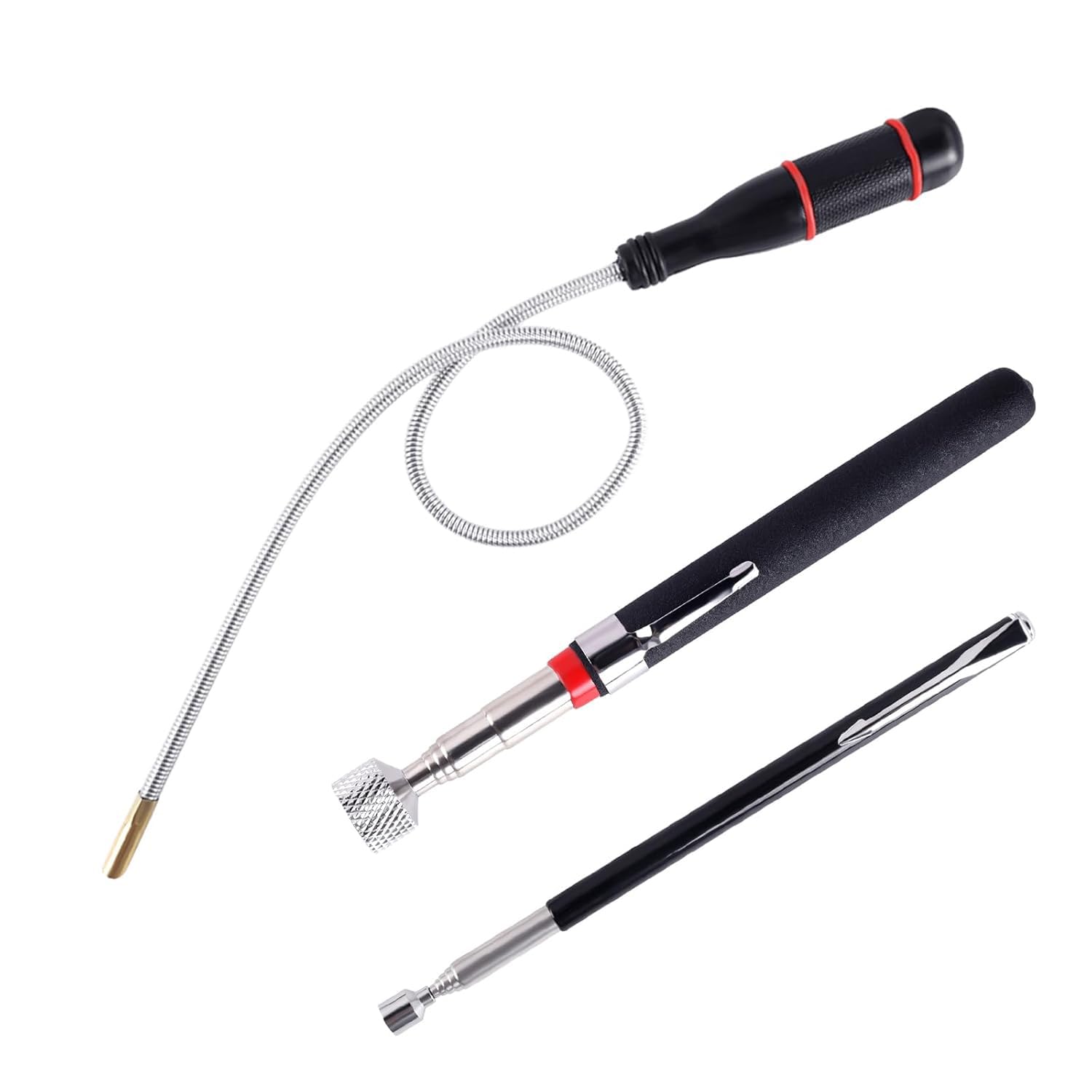 Iman Telescopico Recogedor Magnético Telescópico: 3 Piezas Herramientas de Recogida Iman Flexible - Recogedor Magnético Para Recoger Tornillos y Tuercas y Otros Objetos Metálicos (1.5LB 3LB 5LB)