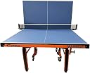 GYMNCO Massive Table Tennis Table with 100 MM Wheel (Top 25 mm Laminated Compressed & Free TT Table Cover + 2 TT Racket & Balls), Blue Top Board and Orange & Black Frame Color gallery image