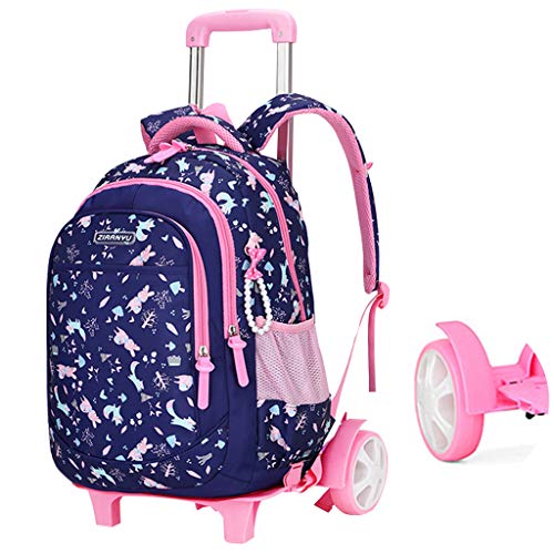 Trolley Mochila Escolar con Ruedas  para niñas Mochilas Impresas Conejo Estudiantes