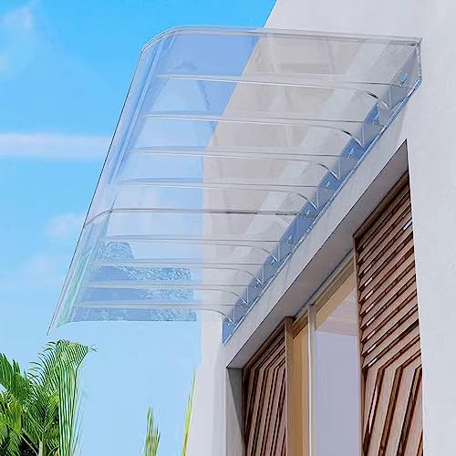Auvent de porte insonorisant et imperméable en polycarbonate transparent contre les intempéries - 2