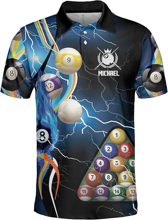 SHAANT Custom Billiards Shirts, Billiard Polo Shirt for Men, Men's Billiards Shirts, Personalized Billiard Jersey, Billiards Team Shirts Black - Image 4